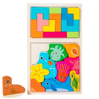 Wood Puzzles Eco Friendly Non Toxic Building Blocks Shapes and Figures for Creative Play For kids