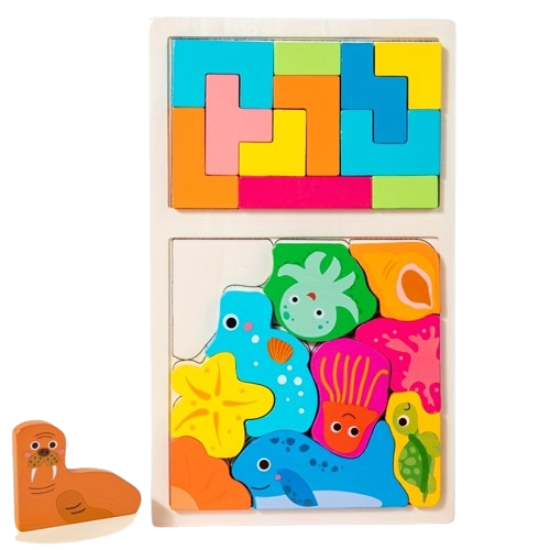 Wood Puzzles Eco Friendly Non Toxic Building Blocks Shapes and Figures for Creative Play For kids