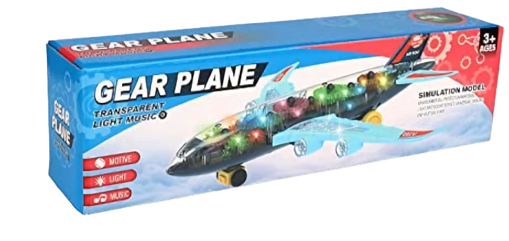 Electric Flash Music Toy Transparent Plane Universal Plane toy for kids