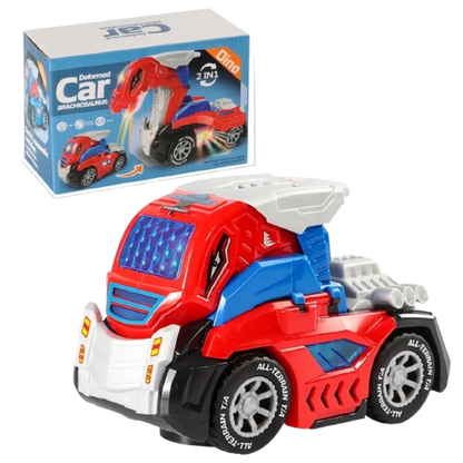 Deformation mini car toy transforming dinosaur car toys with light and music