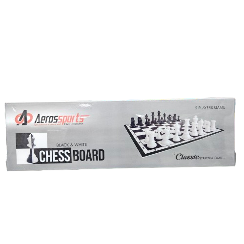 Black and White Tournament Chess Aeros Sports Game with Solid Pieces Professional Tournament Chess Players Set Black and White