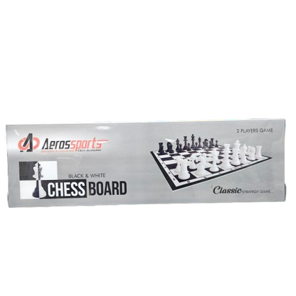 Black and White Tournament Chess Aeros Sports Game with Solid Pieces Professional Tournament Chess Players Set Black and White