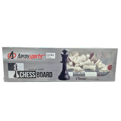 Black and White Tournament Chess Aeros Sports Game with Solid Pieces Professional Tournament Chess Players Set Black and White