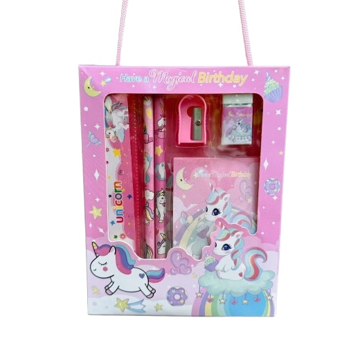 Kids Cartoon Print Stationary Set for Girls Boys with 2 Pencils, 1 Eraser, 1 Sharpener, and 1 Scale set for kids Return Gifts