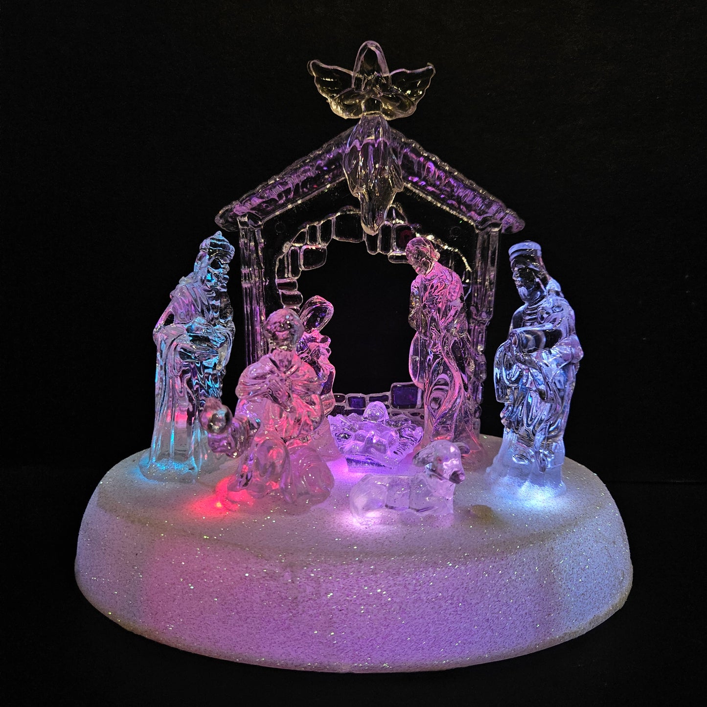 Lighted Nativity Scene with Angel LED Manger Scene Christmas Table Top Decorations Holy Family Christmas Decorations by Banberry Designs