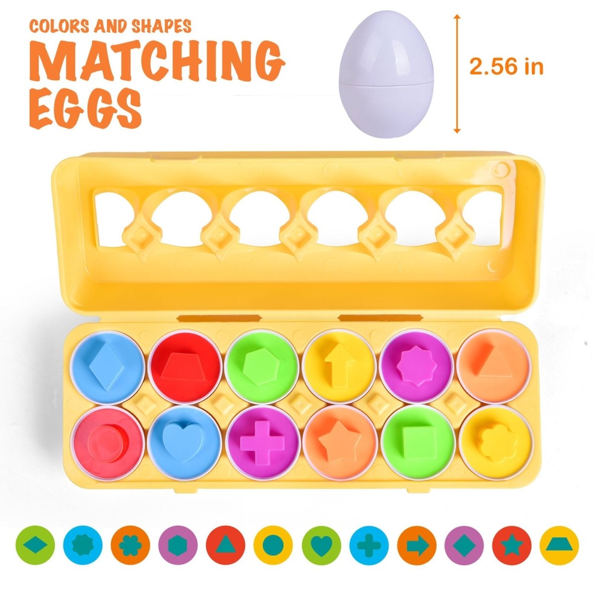 Eggs matching 12 different shapes and colour