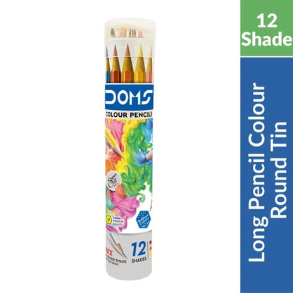 DOMS Colour Pencils Round Tin Box 12+1 Shades