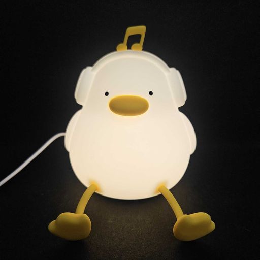 Miedecdel Cute Music Duck Night Light Silicone Adjustable Nursery Night Light with 3 Levels Dimmable Brightness Baby Rechargeable Touch Lamps for Cute Gifts Kids Sleeping Office Desktop Decor