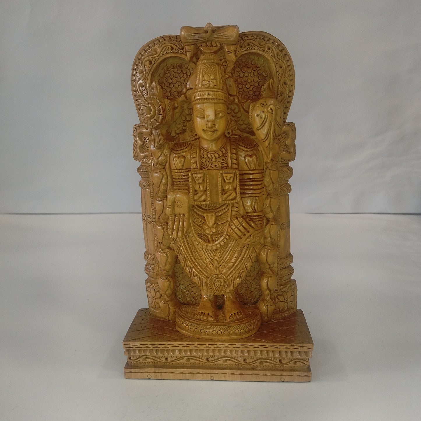 Wooden Tirupati Balaji on Base