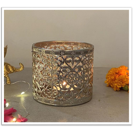 Round metal Candle / Diya Holder