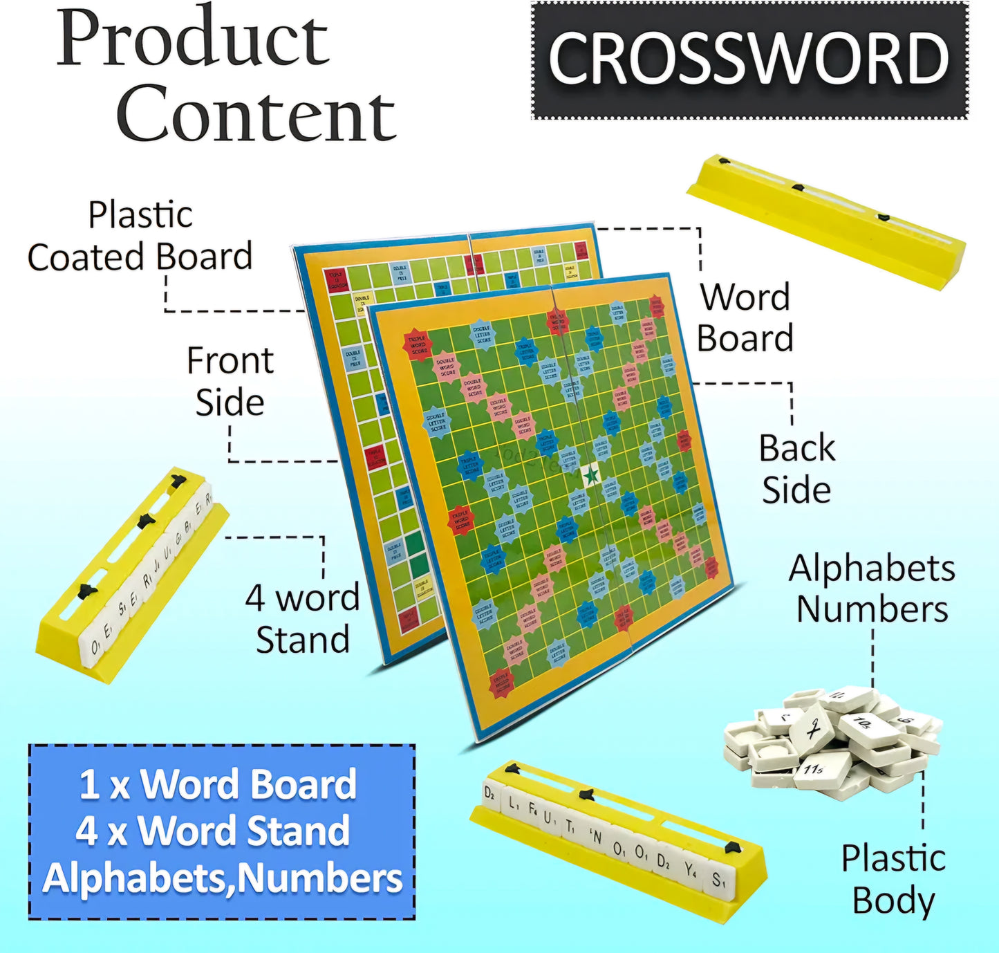 Mini Genius 2 in 1 Crossword and Fun with Sum Board Game for Kids Maths Building and Word Making Mind Game 2 to 4 Player Indoor and Outdoor Educational Game Age from 6 Year