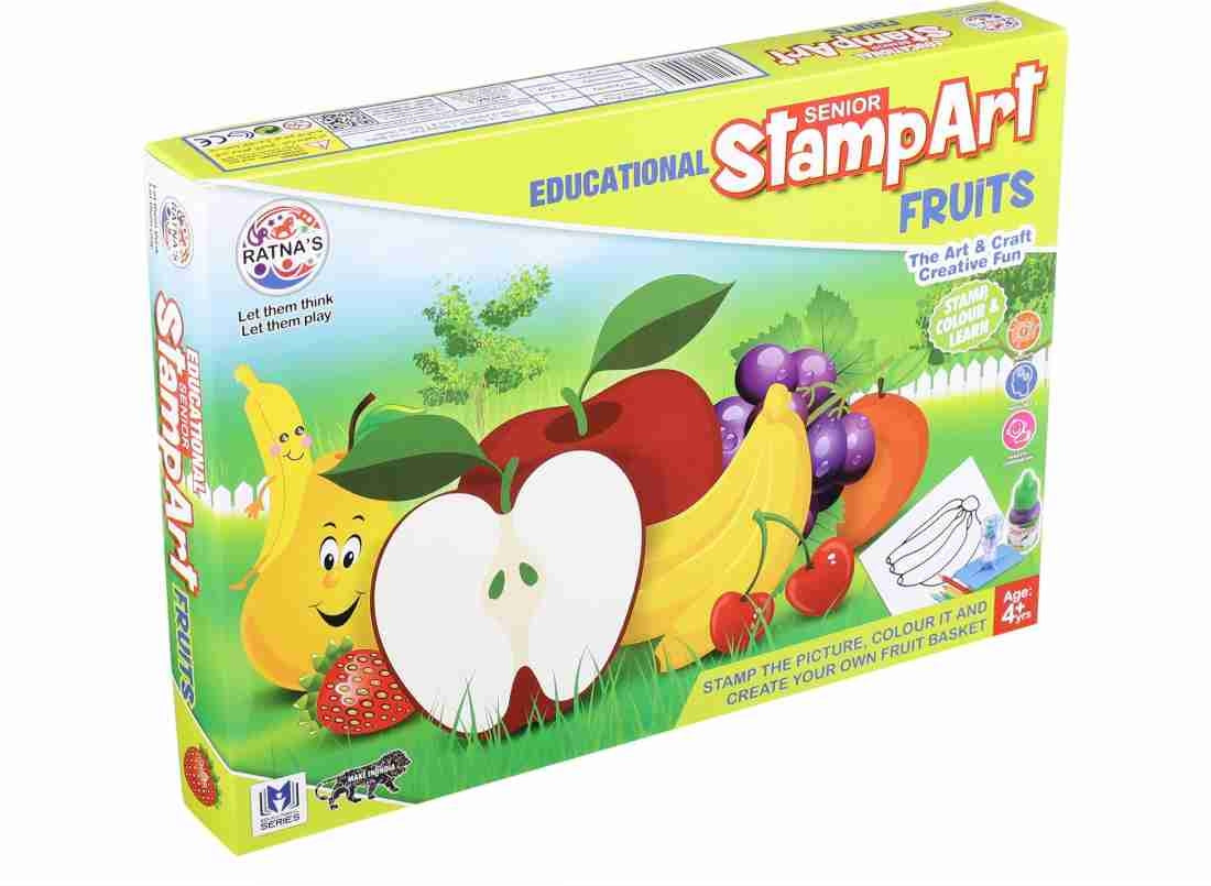 Educational Art and Craft Stamp Art Fruit Small with 6 Different Fruit Stamps for Kids Ages 3