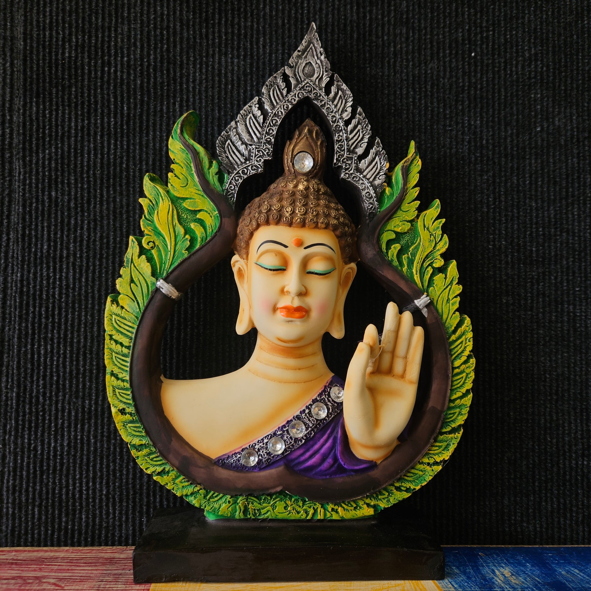 Buddha Panel Sculpture Statue Decorative Showpiece Collectible Figurine For Home and Office