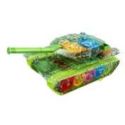 Transparent Gear Military Tank Vehicle Toy for Kids Boys Girls with Light and Music and Bump and go Action