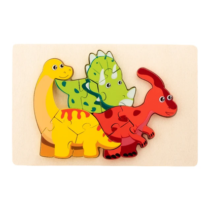 Child Wooden Animal Family 3D Puzzles Montessori early educational Wood Jigsaw Puzzle For Kids Boys and Girls