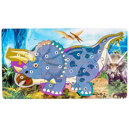 Alphabet Dinosaur Wooden Puzzle Cartoon Jigsaw Puzzle for Age 4 to 8 year old Girls Boys