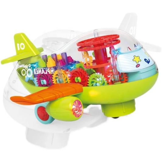 Universal wheel Airplane Transparent Outside Case Machination Gear With Light and Music Function