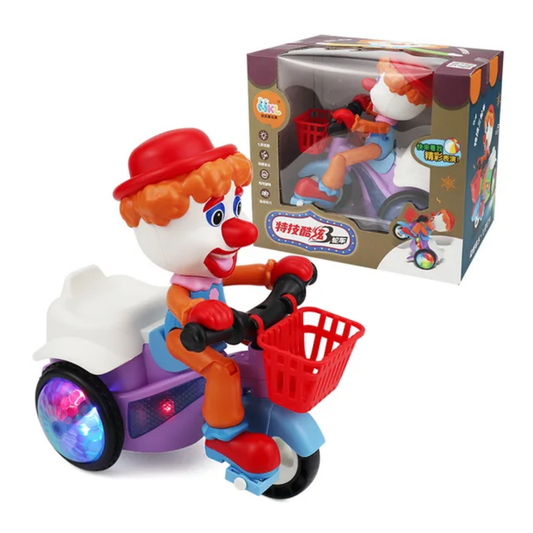 New universal light music clown bike motorcycle tricycle kids toy mini three wheel stunt car