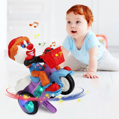 New universal light music clown bike motorcycle tricycle kids toy mini three wheel stunt car