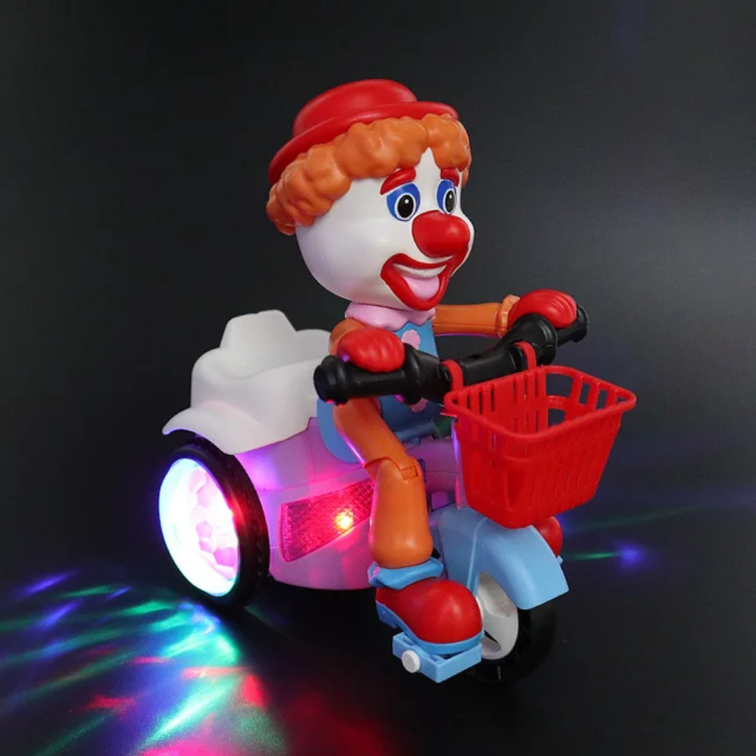 New universal light music clown bike motorcycle tricycle kids toy mini three wheel stunt car