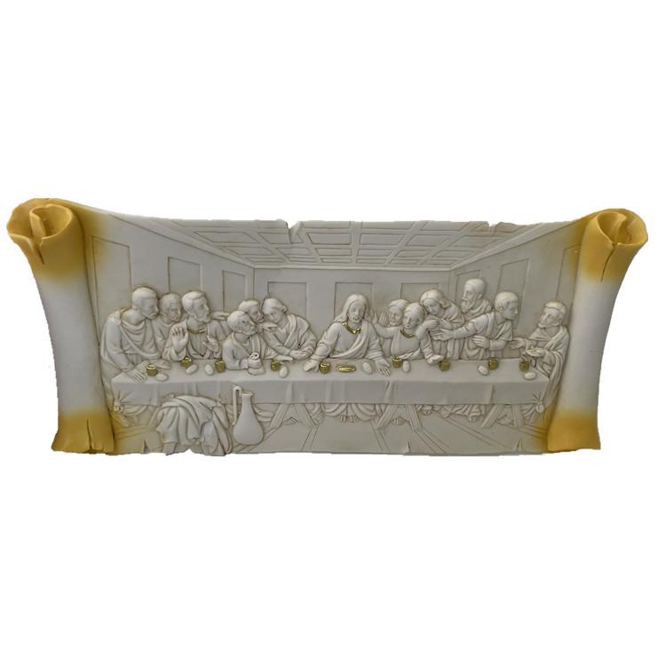 Handmade Last Supper Table 3D art on vintage scroll Showpiece Figurine