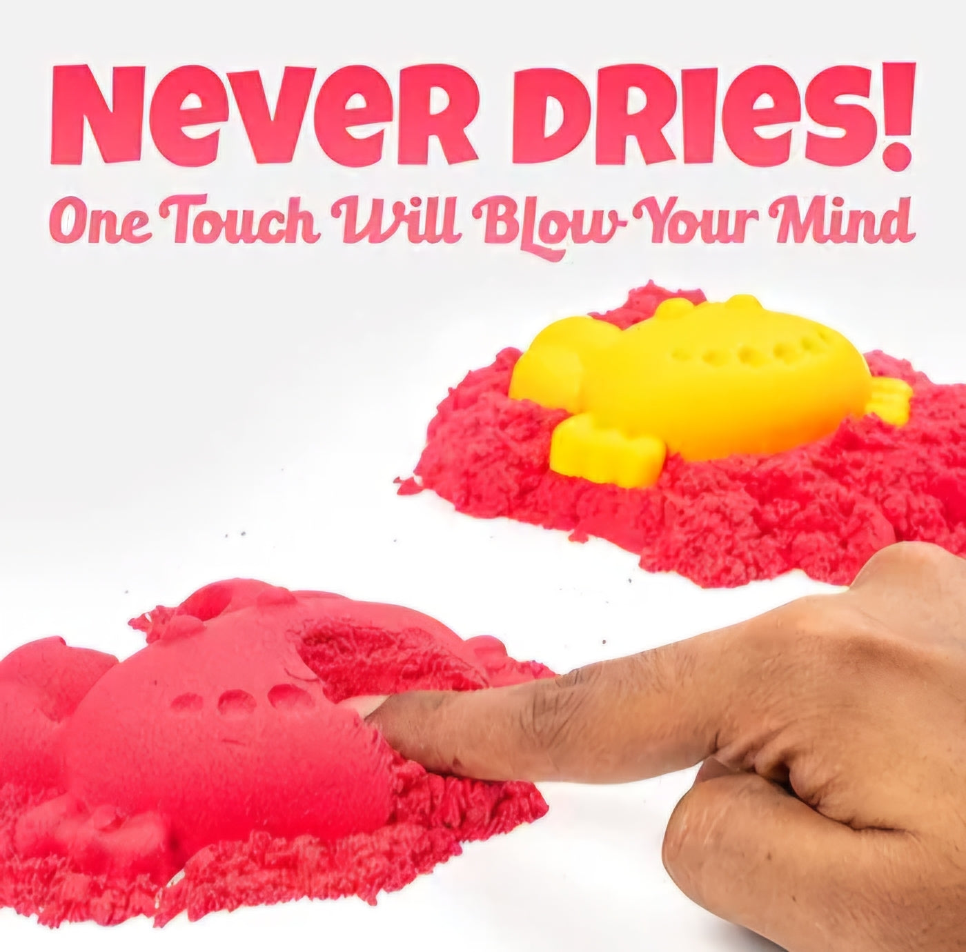 Wonder Sand 500 Grams Red Color for Kids Smooth Non-Sticky Sand with One Big Mould for Indoor Beach Fun and Relaxation