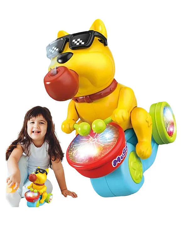 Drum Picking Dog Toys Musical Dog Toys with Lights, Spray Musical Train Kids Toys, Musical Drum Dog for Kids, Fun, Boys, Home Use