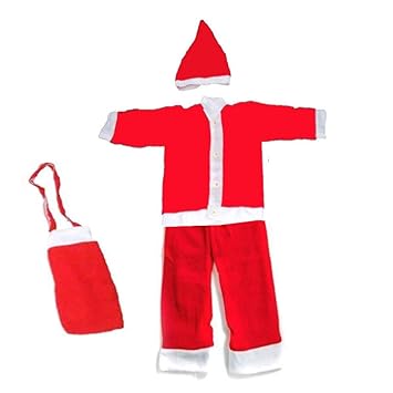 santa claus dress combo set with cap and candy carrier pouch to celebrate your christmas