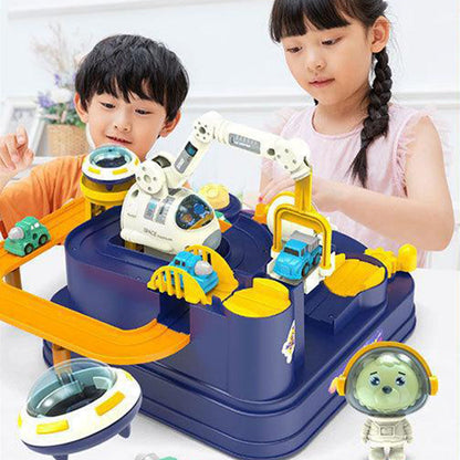 Space Adventure Educational Toys Race Track Toy City Preschool Vehicle Toys, Toddler Kids Playset, Cars, Car Game Gifts, Puzzle Rail Car Toy Blue