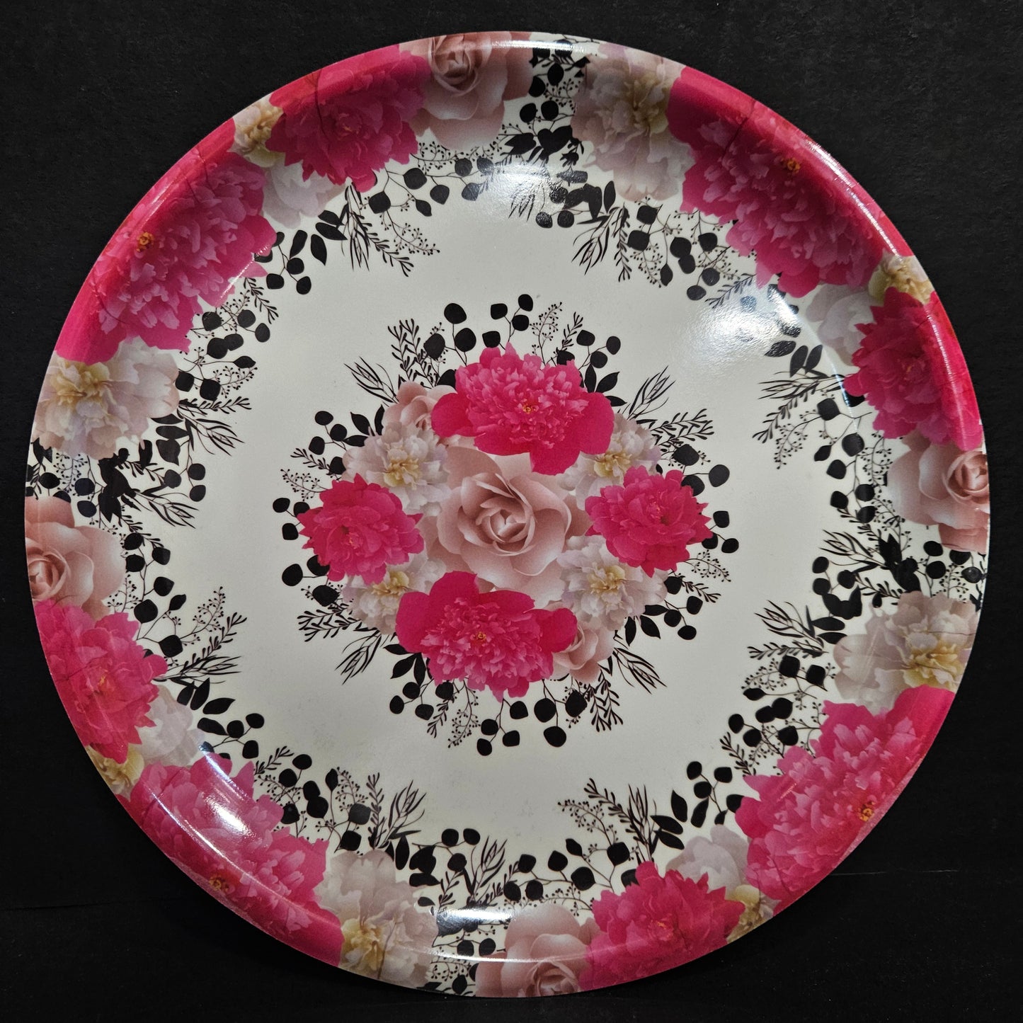 Melamine Glossy Finish Flowers Designer Serving Platter for Dining table Food Serving platter