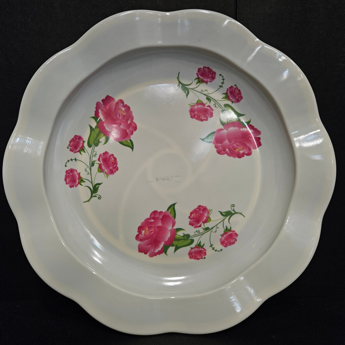 Melamine Glossy Finish Rose Flower Designer Serving Platter for Dining table Food Serving platter