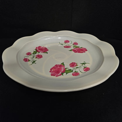 Melamine Glossy Finish Rose Flower Designer Serving Platter for Dining table Food Serving platter