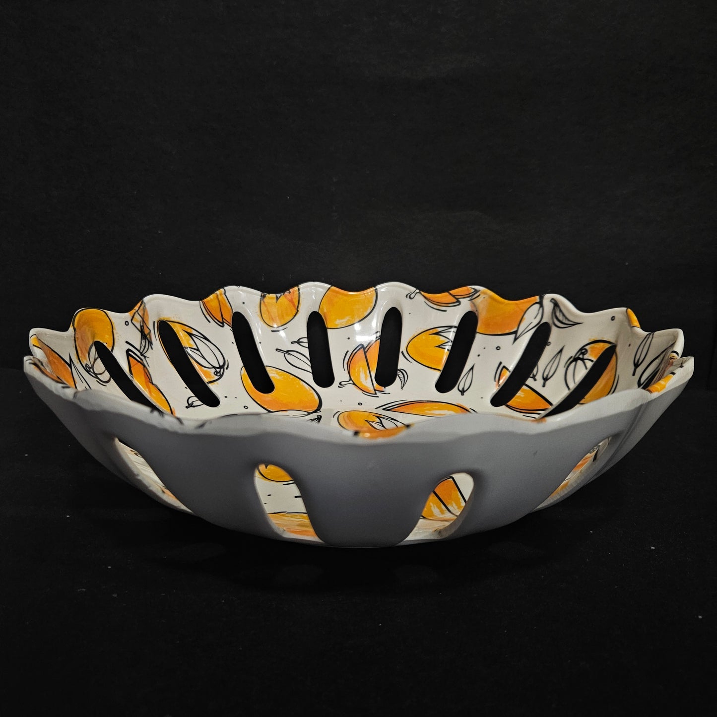 Printed Serving Pot Round Fruit Bowl For Home