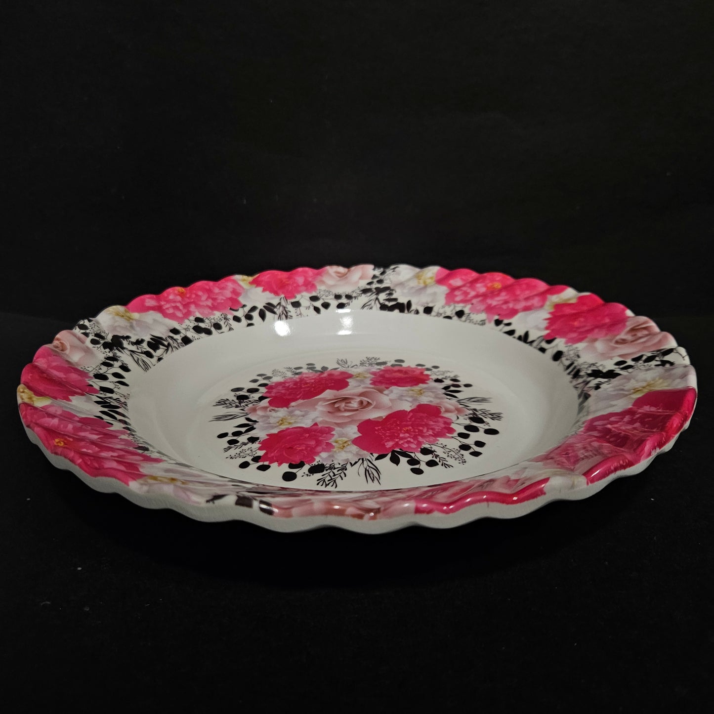 Melamine Glossy Finish Flowers  Designer Serving Platter for Dining table Food Serving platter