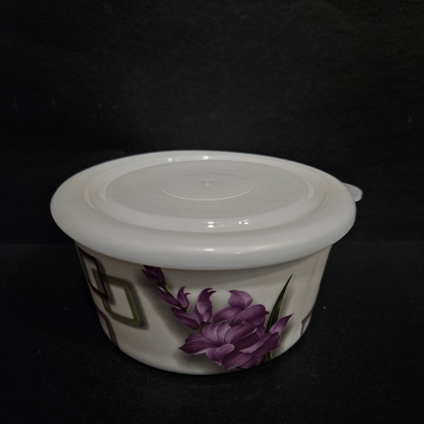 Circular Airtight Melamine Food Storage Box Container Tableware Floral Design for Snacks Dry Fruits Pickle Storage