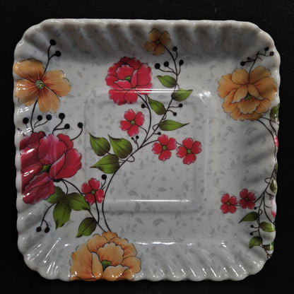 Printed Melamine Square Snacks or Starters Serving Quarter Plates for daily use