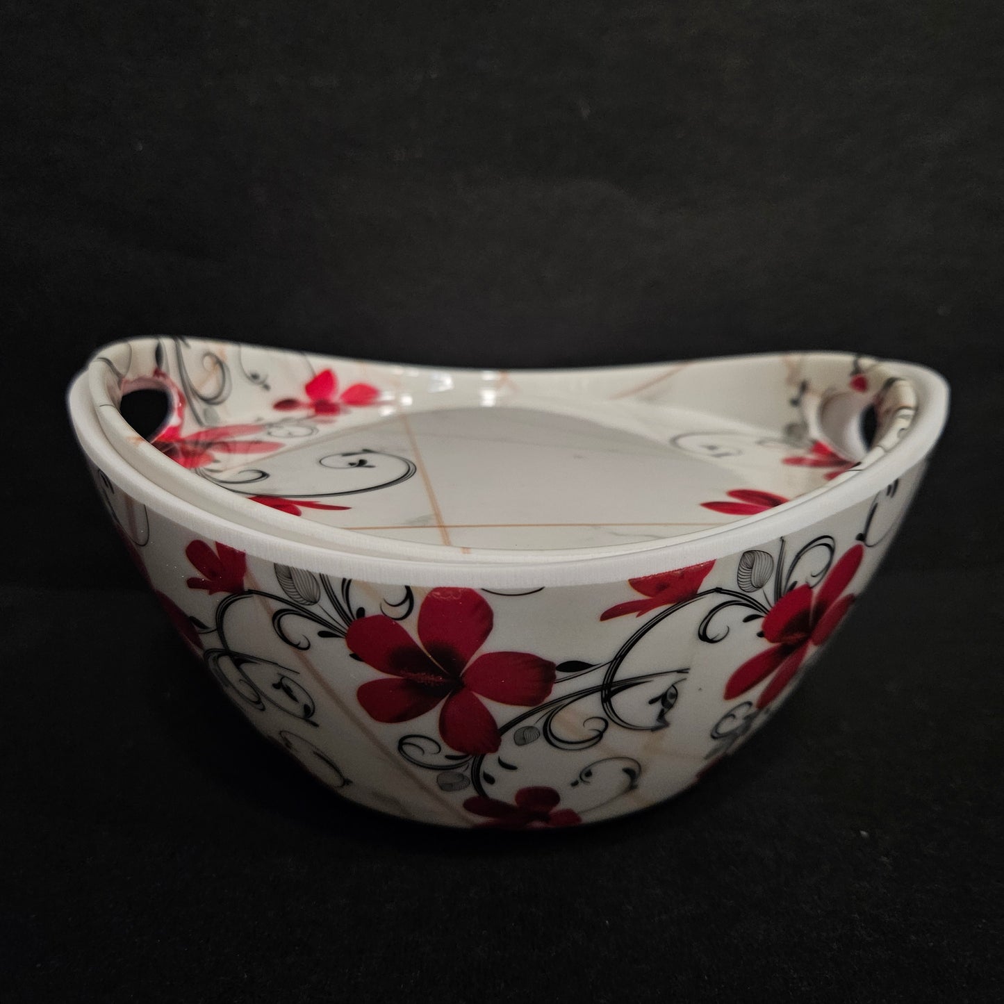 Melamine floweral designed serving Bowl with tray to level up your dining table,perfect for daily use