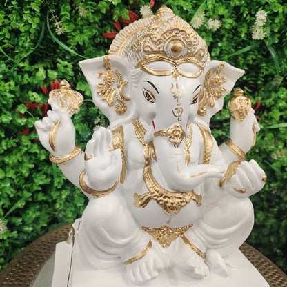 White Ganesh Matee Finish Idol