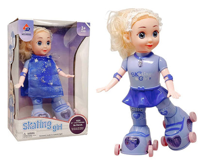 Beautiful Skating Girl. Battery-operated roller skating doll plays music and lights up with colorful LED lights for magical pretend play .