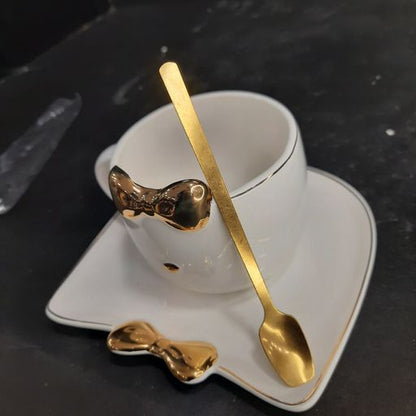 Ceramic MUG and saucer with spoon