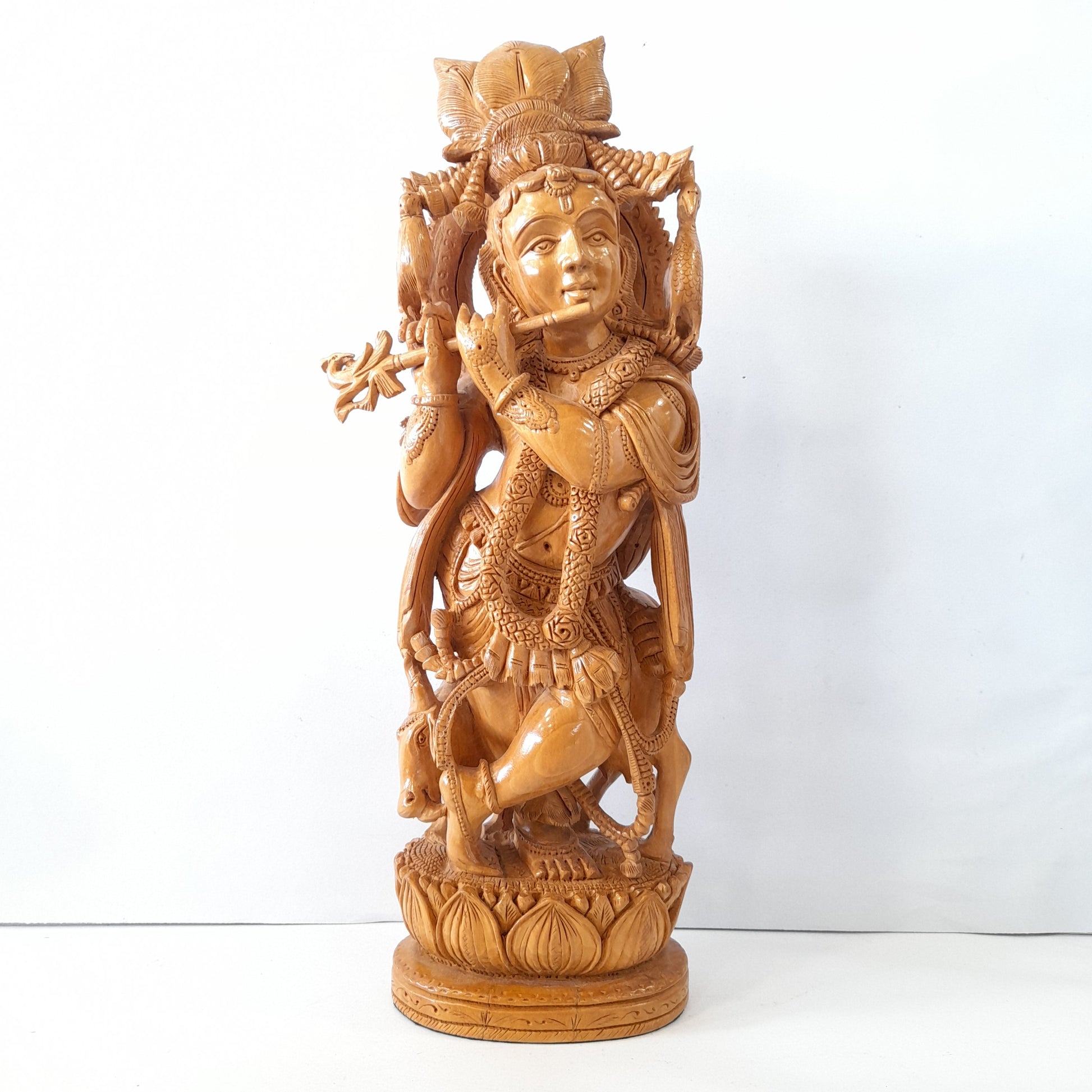 Wooden Krishna Standing Super Fine