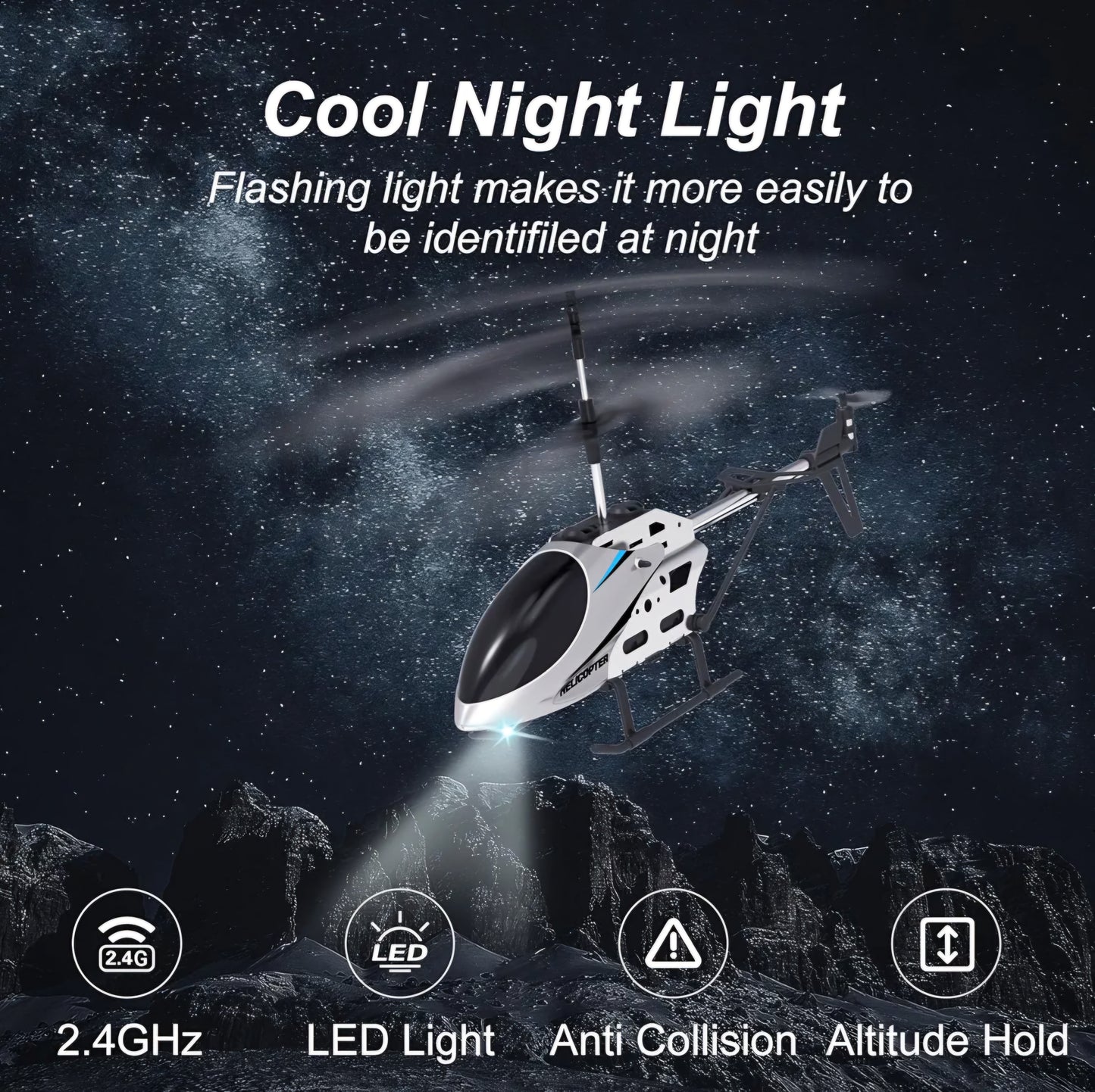 Rc Helicopter Altitude Hold Mini Remote Control Helicopters For Beginners Led Light One Key Take Off Landing Blue