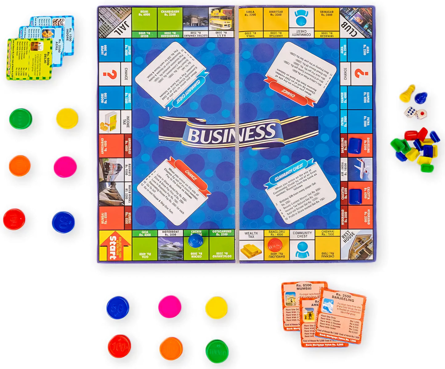 Business JunioR Coins 5 in 1 Board Game Set Includes Games Like Business Snake and Ladder Ludo Car Rally and Cricket Perfect for Kids and Adults 2 4 Players