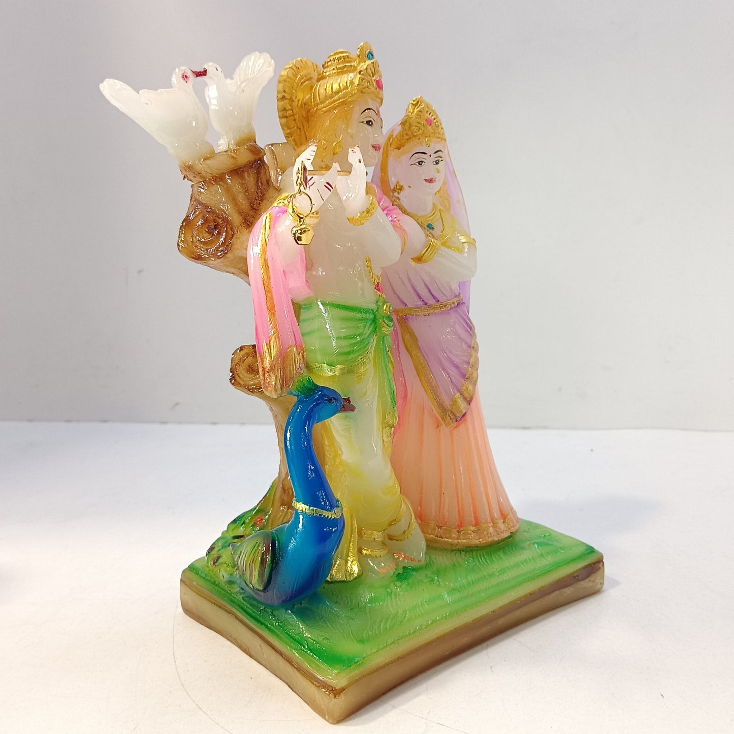 Radha Krishna peacock idol