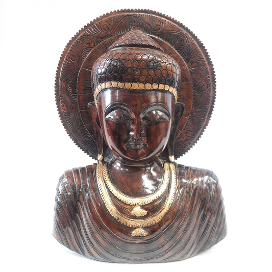 Wooden Gautam Buddha Bust Oxod