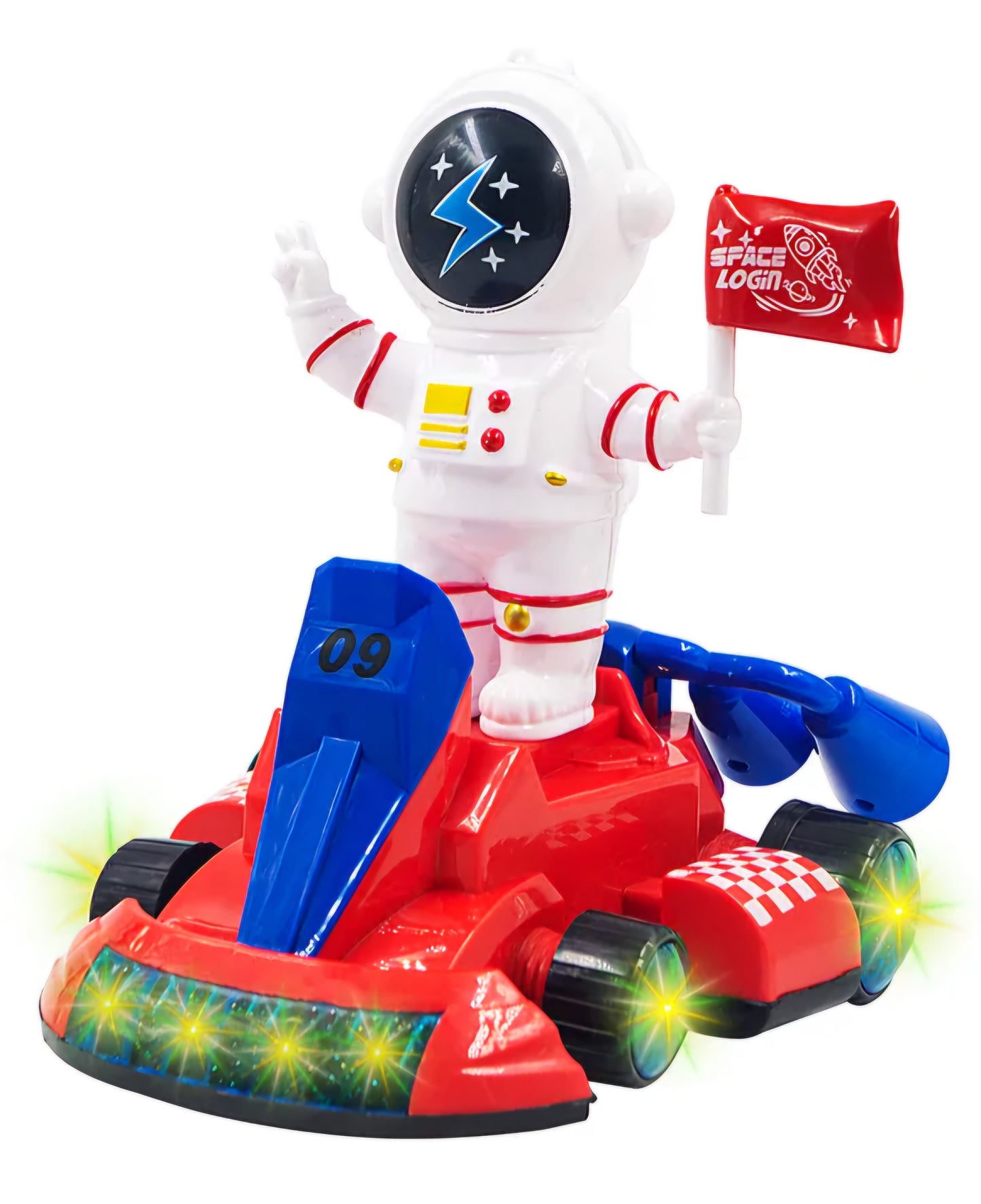 Astronaut Space Vehicle Car Toy with Light Music 360 Rotation and Bump and go Action for Kids Boys Girls Color as Shown for 3 years above ages