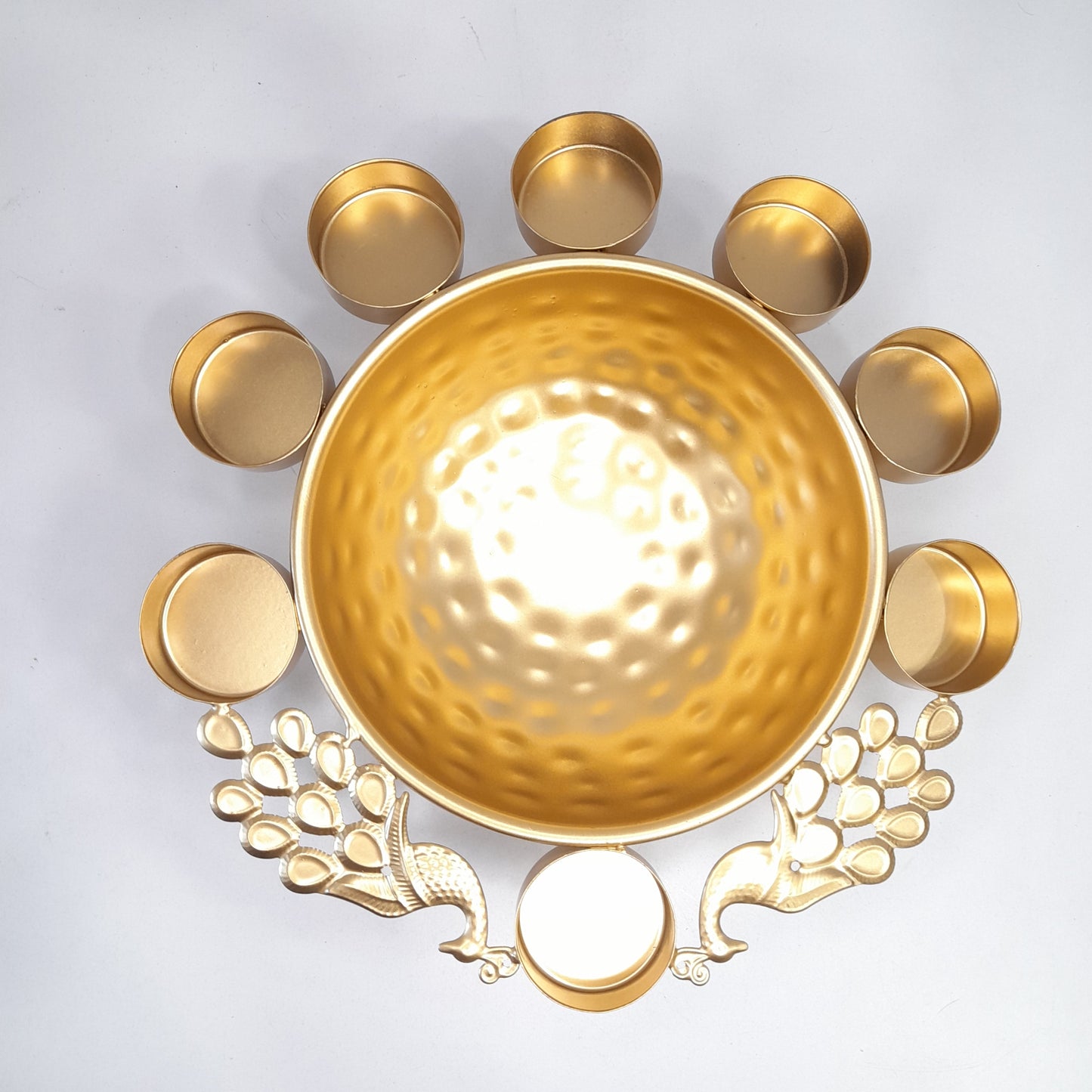 Decorative Round Peacock Urli Bowl for Diwali