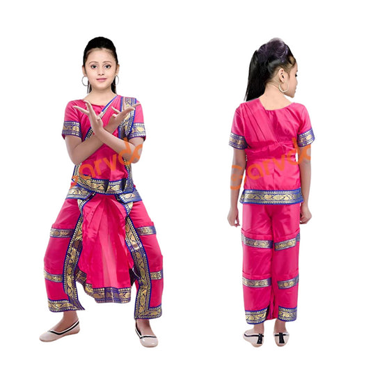 Bharatnatyam Dance Costume - Pink - 6- 8 Years/28 no