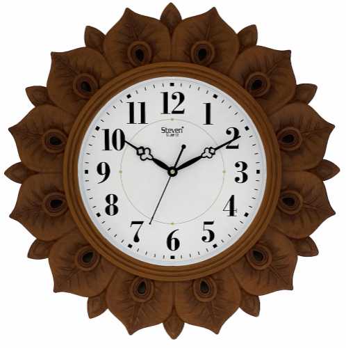 DESIGNER FLOWER PETALS WALL CLOCK1610(LIGHT MAHOGANY)