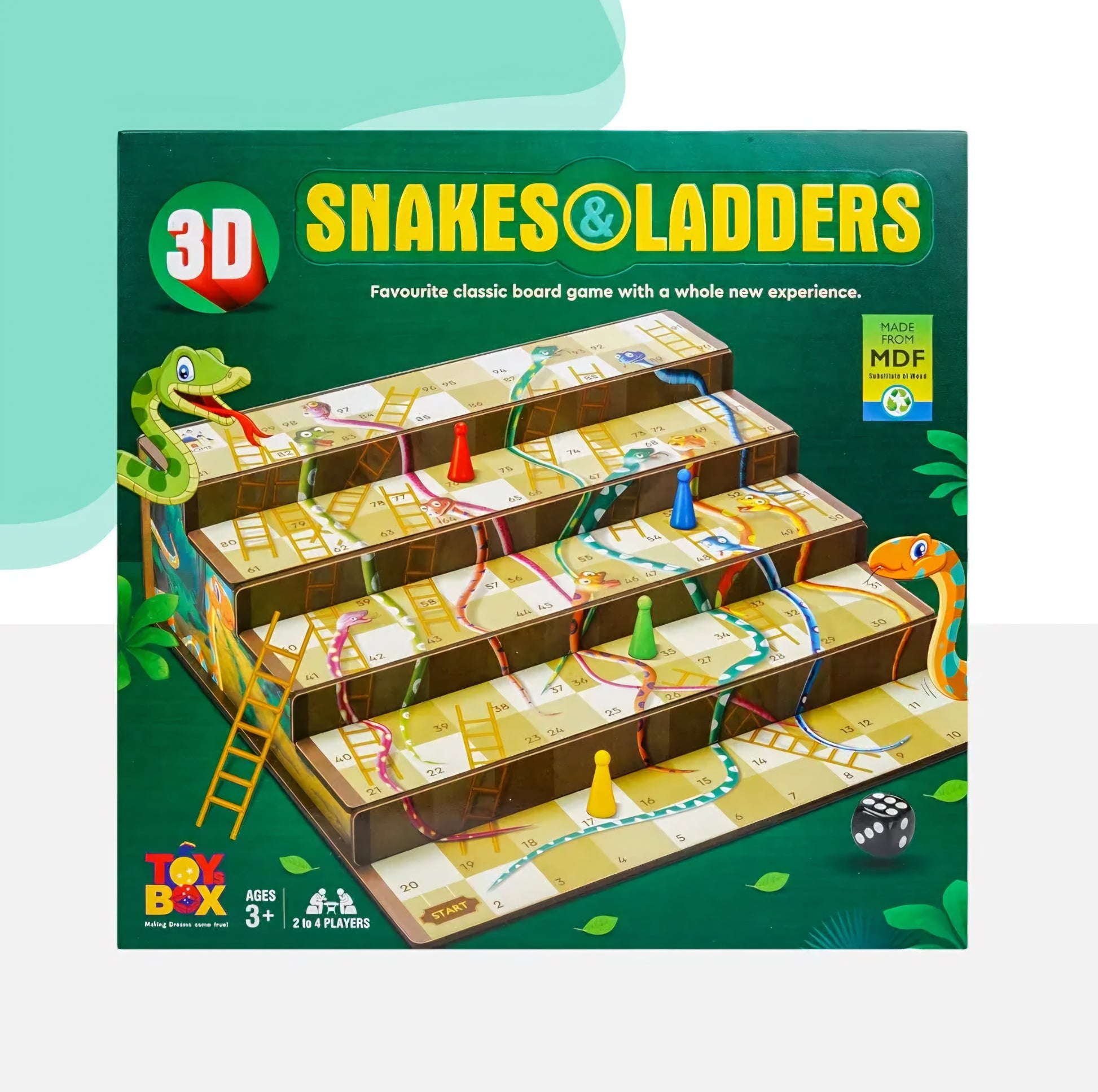 3D Snake and Ladder Board Game Eco Friendly Made 3D Ludo Game Toy Play with Kids